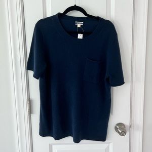 J Crew NWT 100% cashmere relaxed navy tshirt size M